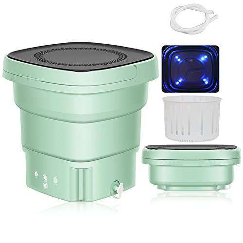 Portable Washing Machine, Foldable Mini Small Washer, All-in-One Combination Washers and Dryers with Drain Basket for Apartment,Laundry,Camping,RV,Travel,Underwear,Lightweight and Easy to Carry (Pink)