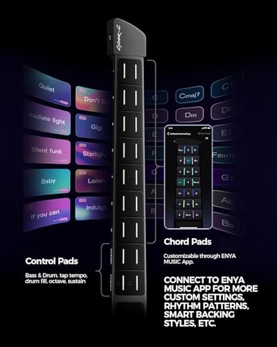 Image of Enya CYBER-G Stringless Smart Guitar, Foldable Travel Backing Guitarra, Built-in Drum Machine & Bassline, 20 instrument Sounds for One-Man Band, App Interactive Chord Sheets For Adults & Teens(White)