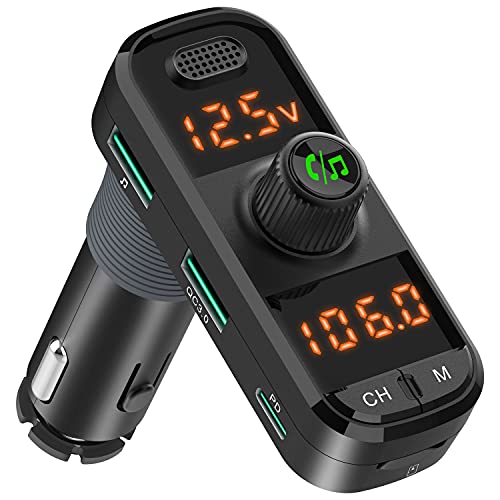 BYDIFFER Bluetooth 5.0 Car FM Transmitter with Stronger Bass and Microphone, 41W QC + PD 3.0 Type C Car Radio Adapter, with Hands Free Calls and Voice Assistant BYDIFFER Bluetooth 5.0 Car FM Transmitter with Stronger Bass and Microphone, 41W QC + PD 3.0 Type C Car Radio Adapter, with Hands Free Calls and Voice Assistant