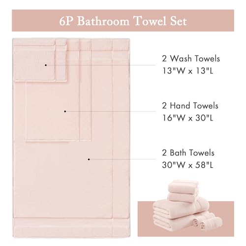 Madison Park Turkish 100% Cotton 600Gsm Luxury Premium Thick Soft Absorbent Hotel Bathroom Towel Set Shower Hand Face Washcloths, Assorted Sizes, Blush 6 Piece by Madison Park - Image 6