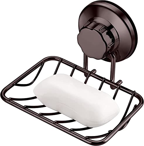 Arcci Bar Soap Holder For Shower Wall, Stainless Steel Strong Vacuum Suction Cup Shower Soap Dish, Rustproof Wall Mouted Square Soap Sponge Holder Tray For Bathroom & Kitchen Sink, 2 Pack, Bronze #TOP6