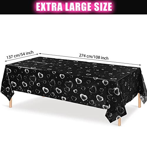 Tiamon 3 Pack Y2K Early 2000S Party Tablecloths Love Heart Table Covers Birthday Party Old School Table Cloths Plastic Rectangle Tablecovers For Kids Adults 80S/90S/Y2K Cholo Party Decorations(Black) #TOP1