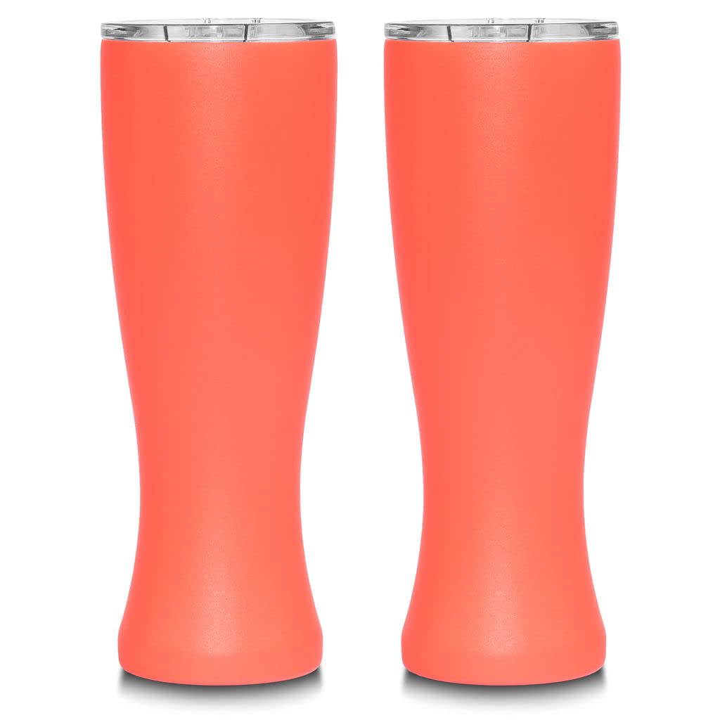 MASON FORGE | Stainless Steel Pint Double Insulated Beer Tumbler | Double Wall Vacuum Insulated | Sweat & Condensation Free | HOT or COLD Beverages | Pilsner Style Glass | 16 Ounce | Set of 2