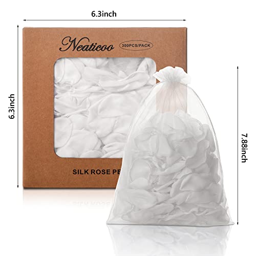 Neaticoo Artificial White Rose Petals 300Pcs Silk Rose Petals Fake Flower Petals For Wedding Flower Girl Basket Valentines Day Anniversary Proposal Ceremony Romantic Night Party Decoration (White) #TOP3