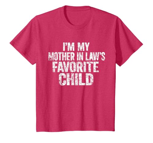 I'm My Mother in Law's Favorite Child Funny Parent Family T-Shirt, Youth, Red Heather, Medium