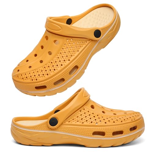 INMINPIN Women and Men Orthopedic Clogs Arch Support Garden Shoes Sandals Slippers with Plantar Fasciitis Feet Insoles,Bright Yellow,14-15 Women/12-13 Men