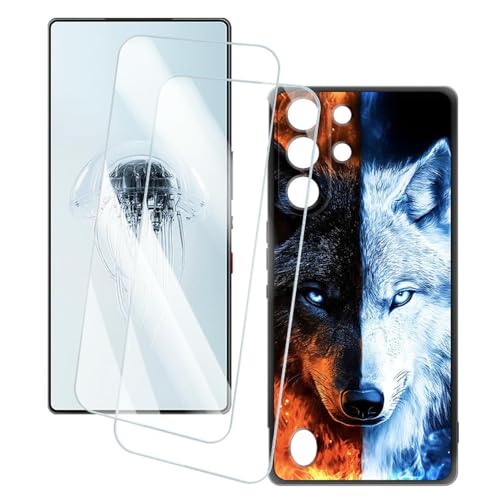 OAGELIM 2�Z�b�g �X�N���[���v���e�N�^�[ + �P�[�X ZTE Nubia Red Magic 10S Pro 5G (6.85 �C���`) �Ƃ̌݊������� �A�[�e�B�X�e�B�b�N�J�X�^���v�����g�J�o�[�Ƌ����K���X�t�B���� �X�N���b�`�h�~ (�T)