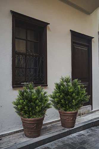 31 Inch Artificial Cedar Topiary Tree 2.6Ft Faux Bushes Cypress Plant With Pot For Indoor/Outdoor #TOP5