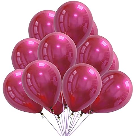 Chrome Metallic Fuchsia Balloons 12 Inch – 2-Layered Helium Premium Metal Balloon for Theme Parties Wedding Supplies Graduation Decorations 50 PCS (Fuchsia Pink) Cover