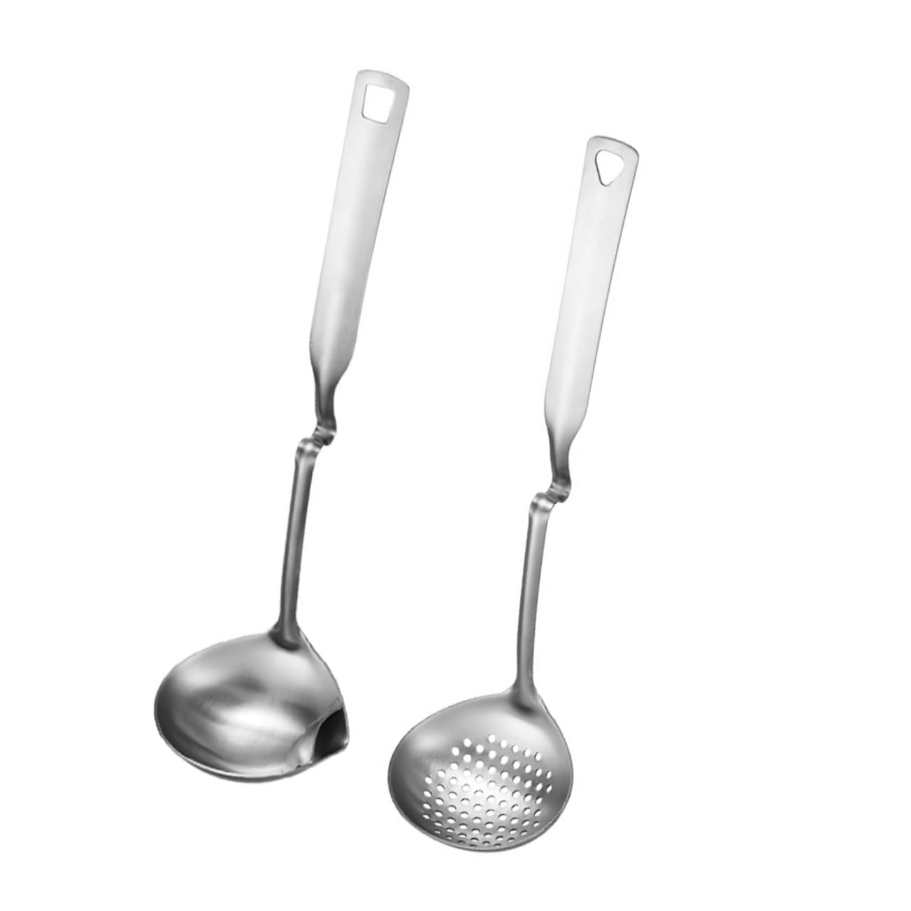 Happyyami 1Set Stainless Steel Soup Ladle Slotted Spoon Cooking Skimmer Utensil for Straining Serving Kitchen Tools for Oil Soup Separation