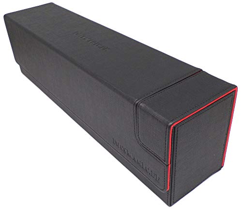 docsmagic.de Premium Magnetic Tray Long Box Black/Red Large - Card Deck Storage - Boîte de Rangement Noir/Rouge