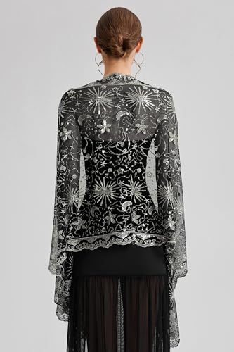 BABEYOND Shawl Wraps for Women, Sequin Stars Moons Shawls and Wraps for Evening Dresses Wedding4