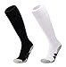 DEBAIJIA 2 Paires Unisexe Chaussette de Football pour Homme Femme Garçon Fille, Genou Hautes Longue Chaussettes Sports pour Football, Basketball, Lacrosse, Rugby - Noir Blanc L