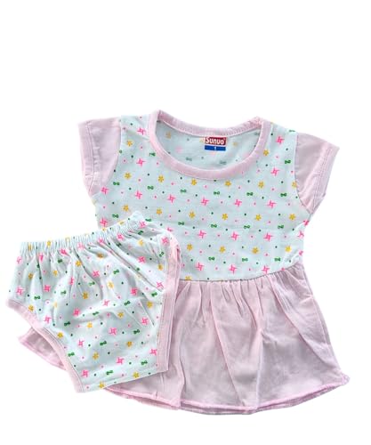 Image of Baby Girl Cotton A-Line Frock with Pant Combo (Pack of 3)