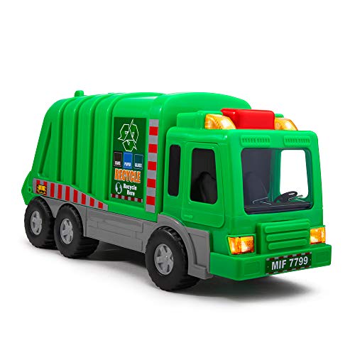 Playkidz Kids 15" Garbage Truck Toy With Lights, Sounds, And Manual Trash Lid, Interactive Early Learning Play For Kids, Indoor And Outdoor Safe, Heavy Duty Plastic #TOP7