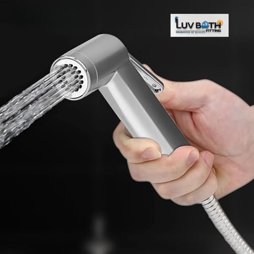 Image of LUVBATH Italian Design Health Faucet Set for English Toilet | High Pressure ABS Jet Spray with 1m SS 304 Hose Pipe & Wall Hook | Durable & Leakproof Bathroom Bidet | Easy Installation | Pack of 2