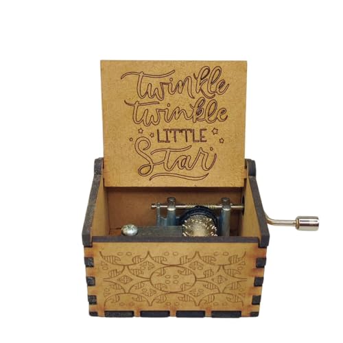 Image of Zesta Twinkle Twinkle Wooden Musical Box Gift | Vintage Music Crank Mini Collectible for Girlfriend, Boyfriend, Husband, Wife | Unique Musical Gifts for Music Lovers | Classic Wooden Box