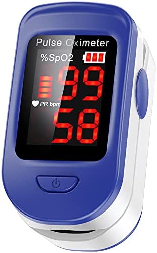 AGPTEK Pulse Oximeter Fingertip, Blood Oxygen Saturation Monitor, Sats Probe Heart Rate Monitor and SpO2 Levels for Adult and Child, with OLED Screen Display Batteries, Case and Lanyard