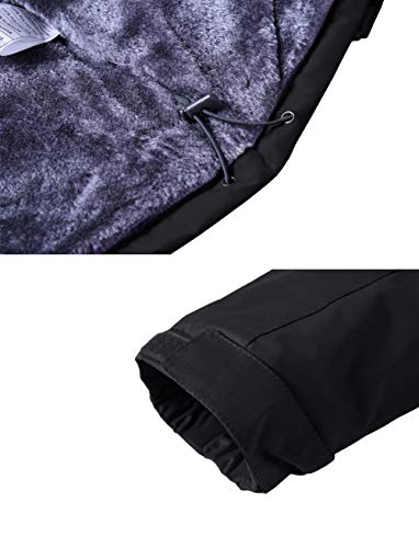 KEFITEVD Arbeitsjacke Herren Winter Warm Jacke Wasserdicht Softshelljacke Angeljacke Viele Taschen Fleece Allwetterjacke Outdoor Thermo Wanderjacke Schwarz 2XL