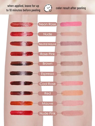 Image of Lip Stain Peel Off Lip Liner Stain with Tweezer, Long Lasting Matte Lip Tint Tattoo, Highly Pigmented Color Lip Makeup, Waterproof Lipstick, Transfer-proof Lipstain for Women, Espresso