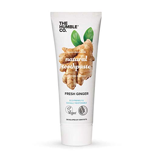 Humble Natural Toothpaste - Pasta de dientes - with fluoride- con flúor - Fresh ginger - Jengibre fresco 3 x 75 ml