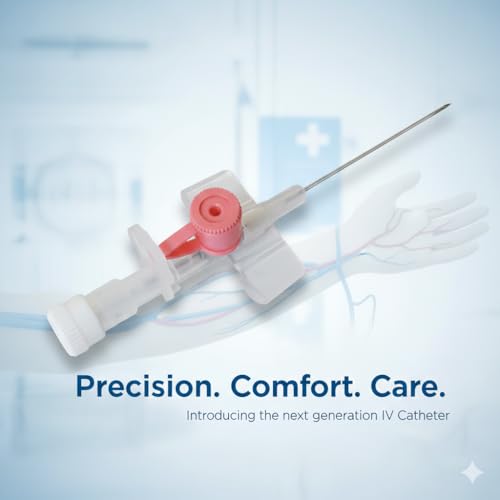 Image of Fidelis Healthcare IV Cannula with Injection Port & Wings | Sterile Disposable IV Catheter | Latex-Free Smooth Flow Intravenous Cannula for Hospital, ICU & Clinical Use