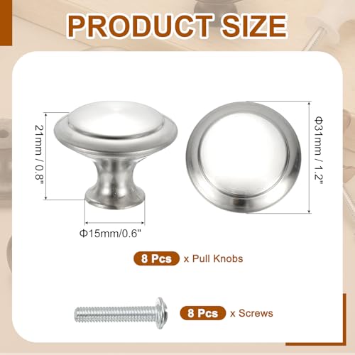 Boutons d'armoire en acier inoxydable uxcell effet argenté 30mm - 3