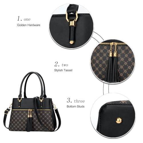 Image of KKXIU Women Satchel Bags Handle Shoulder Handbags and Purses Pockets Zipper Leather Crossbody Bags