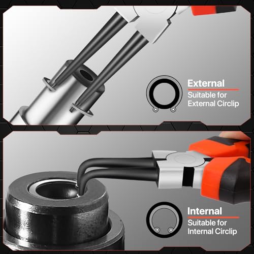 Btec 7 Inch Heavy Duty Internal External Circlip Pliers Kit With Straight/Bent Jaw,4 Pcs Snap Ring Pliers Set,High Carbon Steel For Ring Remover Retainingc-Clip Pliers Lock Pliers With Storage Pouch thumb #3