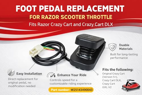 Image of Foot Pedal Replacement for Razor Scooter Throttle for Razor Crazy Cart and Crazy Cart DLX - Black