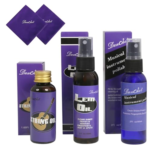 Deluxe-Gitarrenreinigungs- und -Wartungssystem in einem 3-teiligen Set: Zitronenöl, Polierpaste und Gitarren-Saitenöl - Gitarrenreinigungsset - zum Reinigen, Polieren und Schutz von Gitarren.