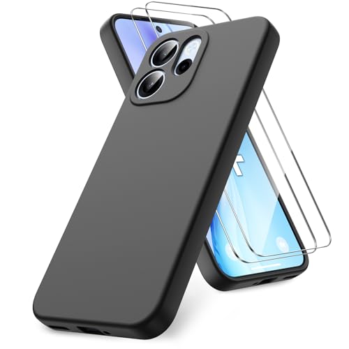 Vansdon Cover Compatibile con OPPO Reno 15 F/15 FS 4G/5G, 2 Pellicola Protettiva in Vetro Temperato, Gomma Gel di Silicone Liquida Antiurto Custodia - Nero