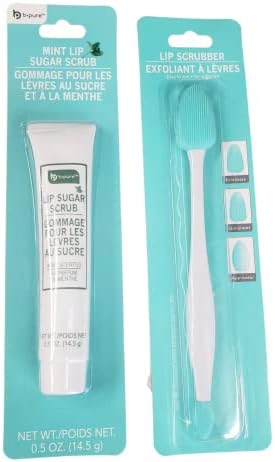 LB&B Lip Scrubs Kit, Includes Mint Lip Sugar Scrub 14.5g and Scrubber Men Women Exfoliator Scrub for Dry and Chapped Lips, Anti-Aging Lightening Treatment Lips Care Moisturizer 2 Count