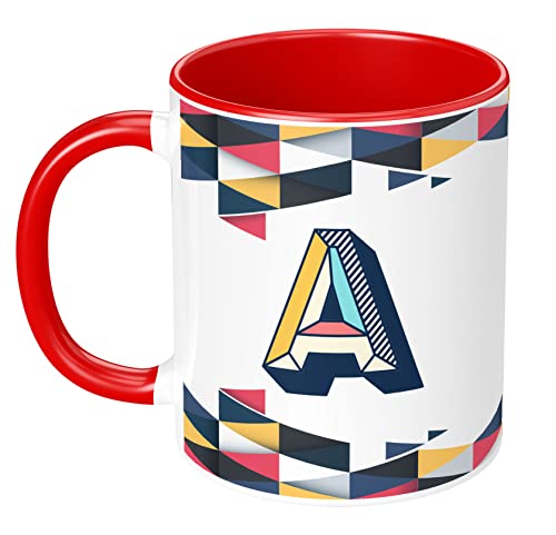 Image of 3D Colorful Alphabet Letter A Printed Coffee Mug for Girls Boys Friends Love Kids Best Gift for Birthday Anniversary Initial Letter A (Ceramic Tea Coffee Mug-350ml) - ABV3TM2 102