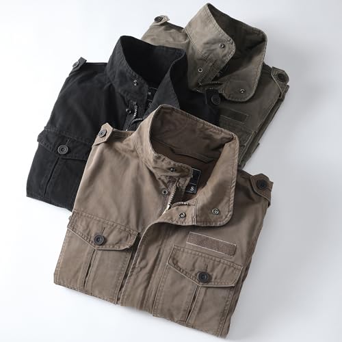 Image of Admitted &Feeling Men's camo Military Jacket Cargo Stand Collar Bomber Jackets Coat