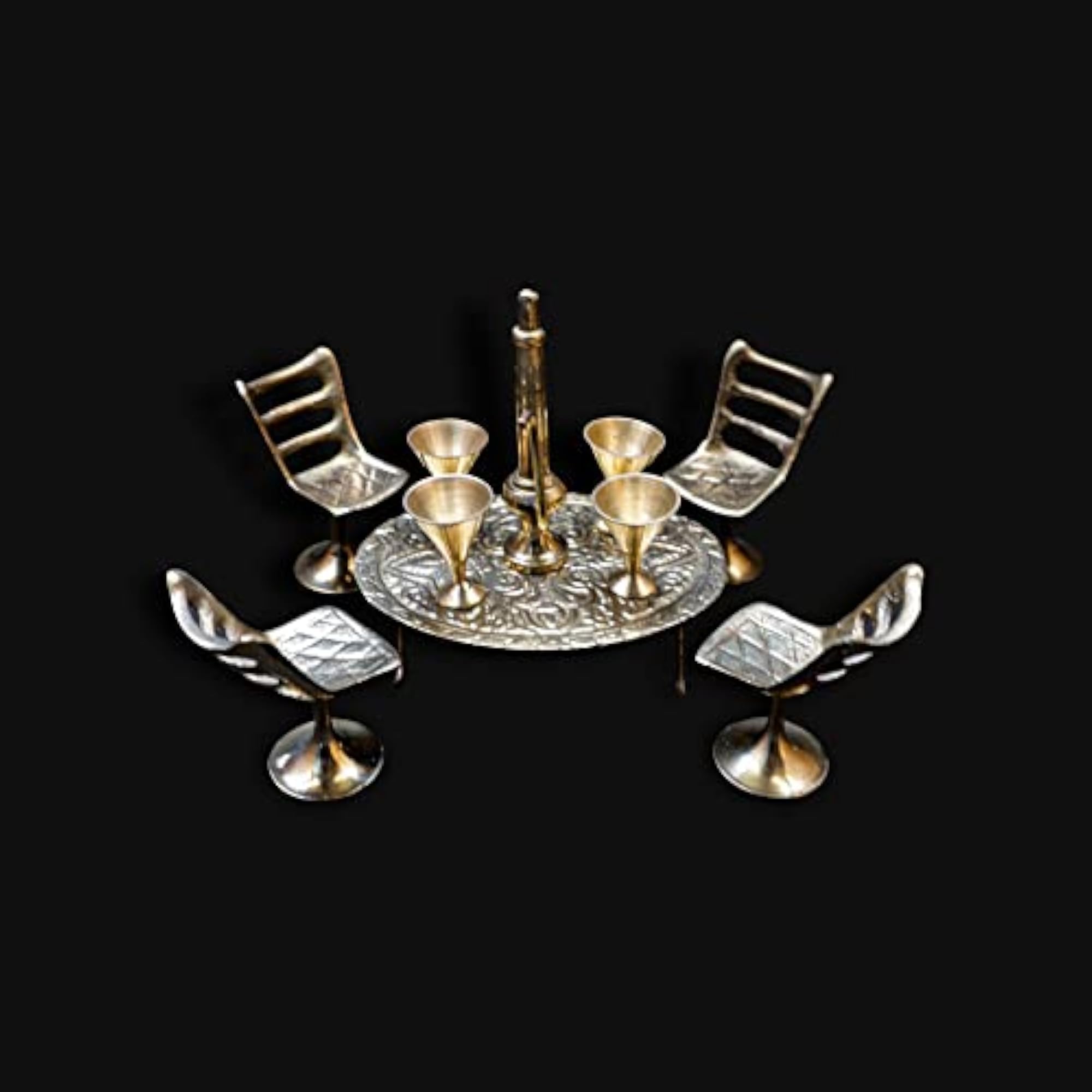 Brass Dining Table Chair Maharaja Set Showpiece, Home Decor