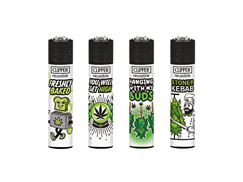 Clipper Weed Slogan #6 Original Lighter Flints 4 Set Feuerzeug Schlüsselanhänger Flaschenöffner Cover