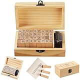 Kit complet d'estampage de lettres : cet ensemble comprend une collection complète de mini tampons de lettres en bois, de chiffres et d'un tampon encreur, fournissant tout ce dont vous avez besoin pour créer facilement de superbes motifs estampés.