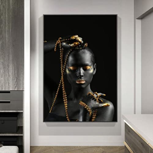 Toile peinture femmes noires finition sans cadre pour personnaliser deco salon