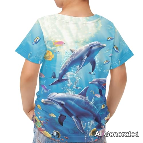 Image of Xhuibop Kids Tshirts Girls Boys 3-16 Years Summer Clothes for Teens Loose Fitting Tops