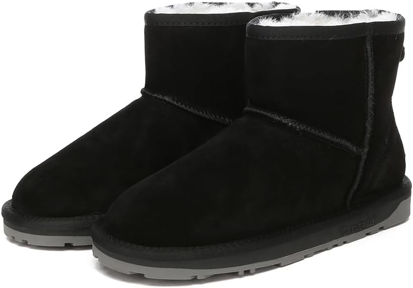 EVERAU Women Emu Mini Classic Boots Womens Warm Winter Sheepskin Suede Water Resistant Boots, US