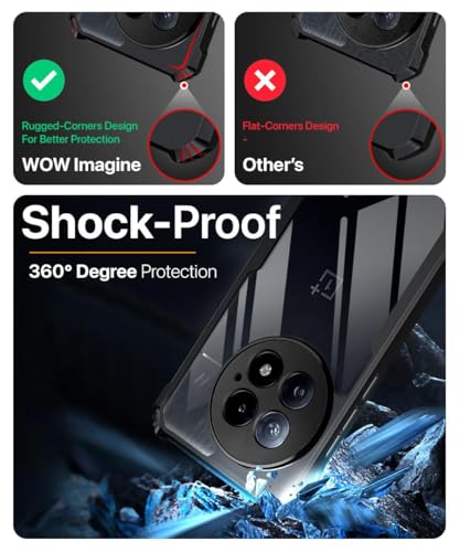 Image of WOW IMAGINE Shock Proof Clear Protective Back Case for 1+ OnePlus 13 - AirEDGE Technology | 360 Degree Camera Protection | Transparent Hybrid Back Case Mobile Cover - Black