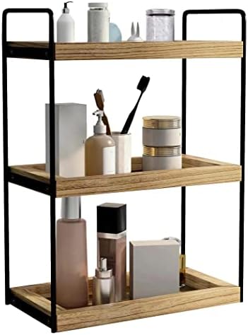 Dorhors 3 Tier Bathroom Counter Organizer,Countertop Bathroom Organizer and Storage Shelf,Bathroom Counter Tray and Vanity Organizer,Makeup and Cosmetic Organizer (Brown)
