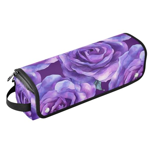 Organizador 2 en 1 para herramientas de cabello Deep Purple Roses con esterilla para plancha resistente al calor y protector impermeable para viaje miniatura 1