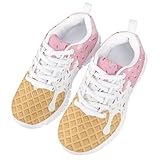 Yreiwoby Girls Tennis Shoes Size 2 Ice Cream Girls' Athletic Shoes Cool School Sneakers for Kids Non Slip Gym Sports Shoes Youth Comfort Casual Walking Shoes