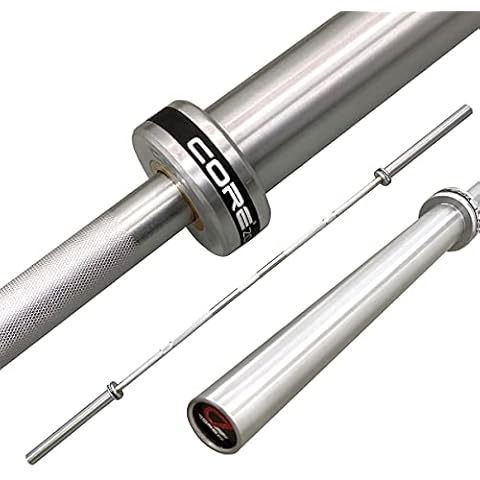 COREZONE 20kg Olympic Barbell 7ft Long - 2" Diameter Chrome Weight Lifting Bar for Weight Bumper Plates - 700kg Rated Barbell Bar with Safe-Grip Knurling Cover