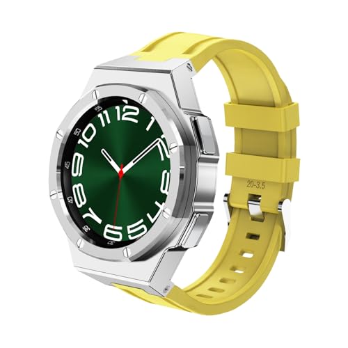 dayeer Samsung Galaxy Watch 6 Classic 43mm 47mm �X�e�����X�X�`�[���x�[���V���R���X�g���b�v�u���X���b�g�Z�b�g�p�������^���E�H�b�`�o���h�P�[�X�����L�b�g(Silicone-S-Yellow,47mm)