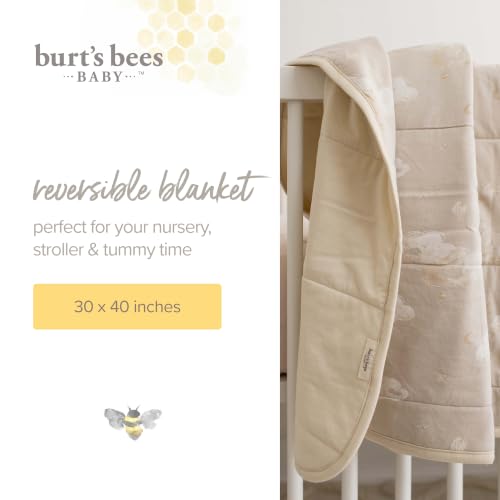 Burt's Bees Baby Infant Reversible Blanket, 100% Organic Cotton Nursery Blanket, Breathable Nursery Bedding, 30" W x 40" L — view 4