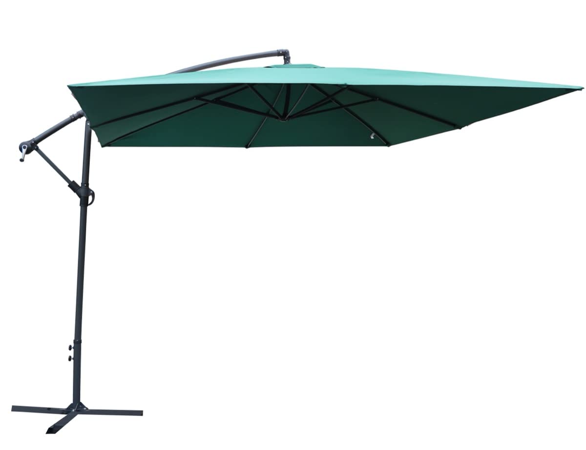 Ombrellone da Giardino Quadrato 3x3 Mt Palo Decentrato- in Alluminio, Regolabile, da Esterno, Impermeabile, Manovella, Tubo Ø 48 mm- Resistente ai Raggi UV
