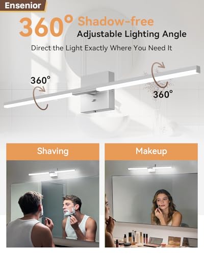 Image of Ensenior Modern Bathroom Vanity Light 32 inch, Built-in Dimmer, 18.5W Dimmable 5CCT Led Bath Lights, Baked-on Matte Grey Vanity Lights for Bathroom Mirror Cabinets Bedroom-FCC & ETL Certificated